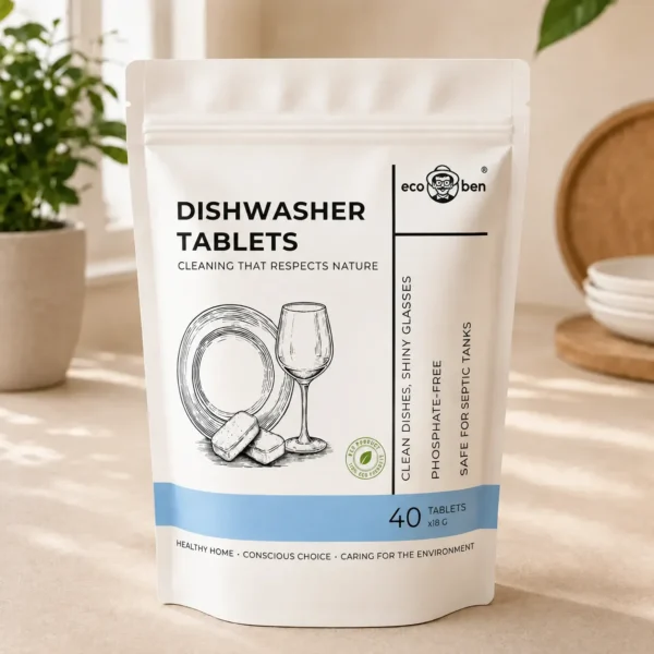 EcoBen Phosphate-Free Dishwasher Tablets, 40 Pack